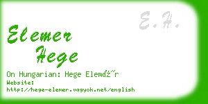 elemer hege business card